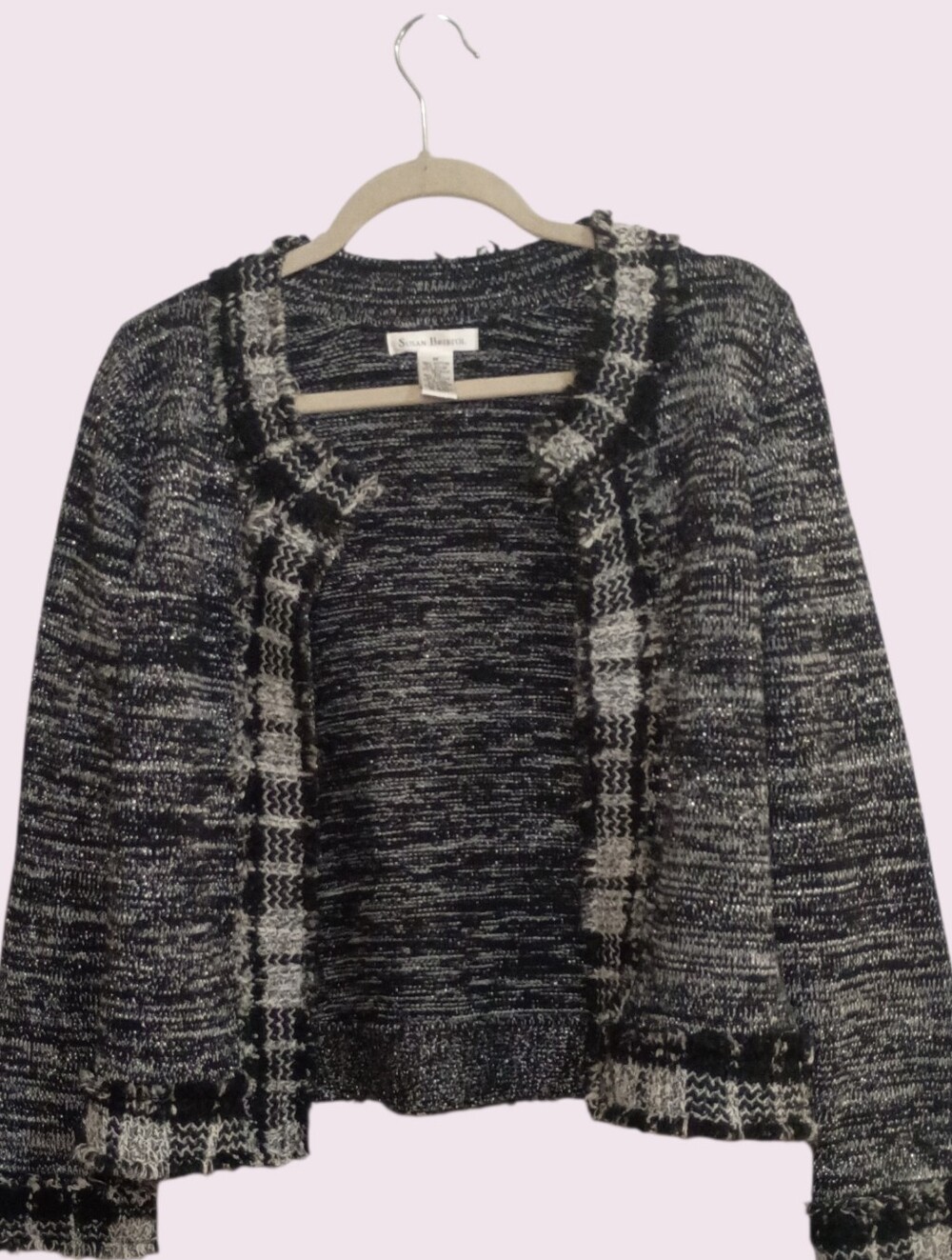 Susan Bristol Size M Sparkling Tweed Cardigan Sweater